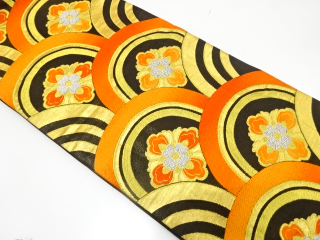 JAPANESE FUKURO OBI / WOVEN FLOWER SEIGAIHA